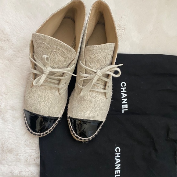 Chanel Crackled Calfskin High Top Espadrilles - Picture 2 of 6
